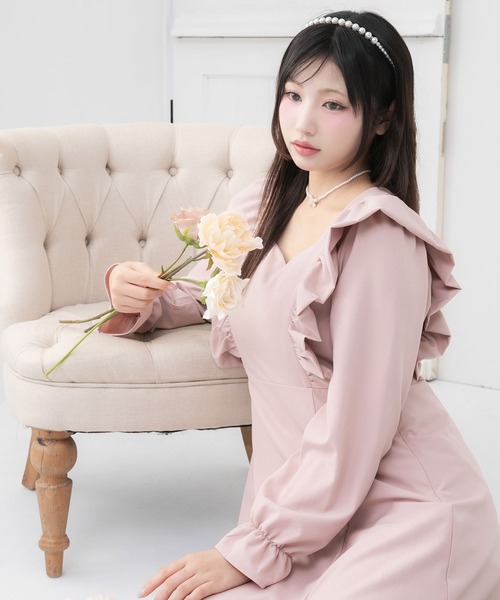 DearMyLoveRose(ディアマイラブローズ)の「バックリボンマキシワンピース【大きいサイズ有】(ワンピース・レディース・ネイビー/スモークピンク/ブラック・SMALL/MEDIUM/LARGE/LL/3L)」の9枚目の写真