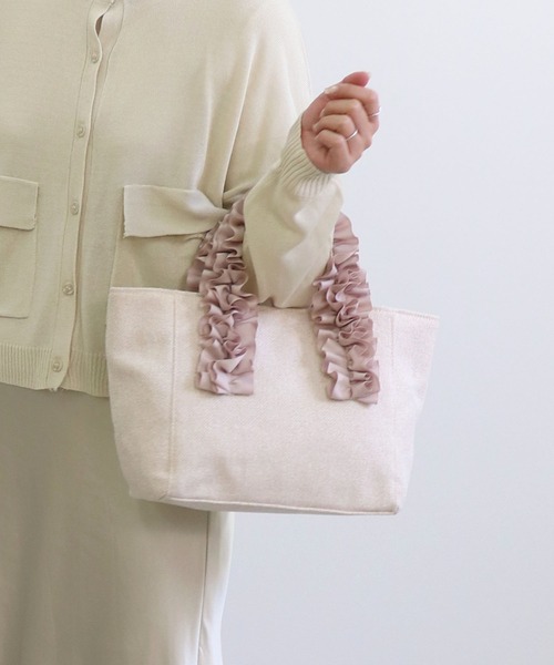 T・S・L（ティーエスエル）の「ハンドルフリルミニトートバッグ（トートバッグ・レディース・チャコールグレー/グレイッシュベージュ/ブルー・FREE）」の11枚目の写真