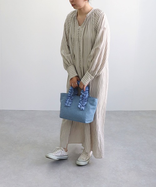 T・S・L（ティーエスエル）の「ハンドルフリルミニトートバッグ（トートバッグ・レディース・チャコールグレー/グレイッシュベージュ/ブルー・FREE）」の20枚目の写真