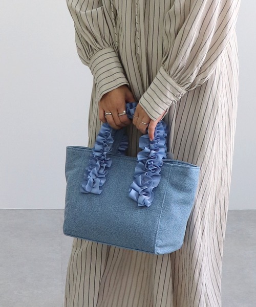 T・S・L（ティーエスエル）の「ハンドルフリルミニトートバッグ（トートバッグ・レディース・チャコールグレー/グレイッシュベージュ/ブルー・FREE）」の18枚目の写真