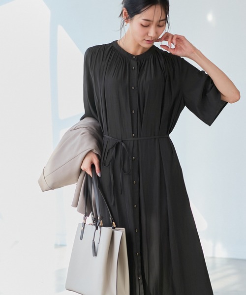 セール】着丈選べる/接触冷感・UVカット/割繊ハーフスリーブワンピース