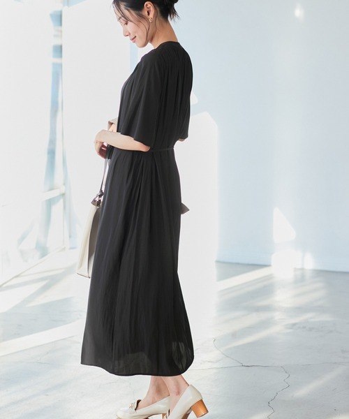 セール】着丈選べる/接触冷感・UVカット/割繊ハーフスリーブワンピース