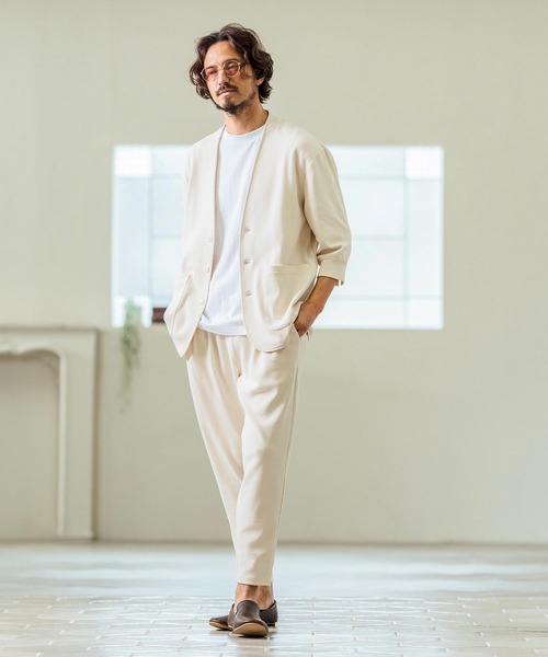 Magine(マージン)の「mp13238- Seersucker Two Tuck Design Tapered Pants ツータックパンツ(その他パンツ・メンズ・チャコール/キナリ/ブラック・44/46/48)」の7枚目の写真