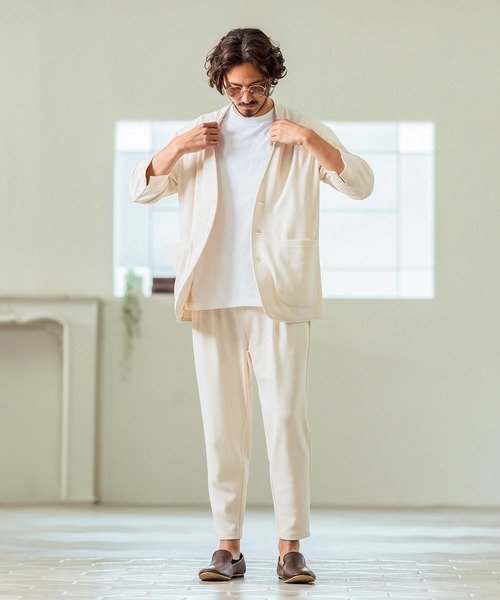 Magine(マージン)の「mp13238- Seersucker Two Tuck Design Tapered Pants ツータックパンツ(その他パンツ・メンズ・チャコール/キナリ/ブラック・44/46/48)」の8枚目の写真