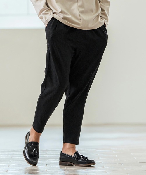 Magine(マージン)の「mp13238- Seersucker Two Tuck Design Tapered Pants ツータックパンツ(その他パンツ・メンズ・チャコール/キナリ/ブラック・44/46/48)」の12枚目の写真
