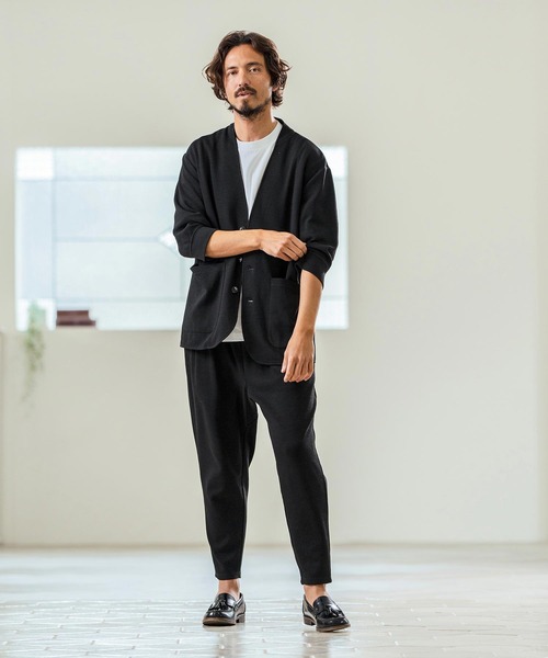 Magine(マージン)の「mp13238- Seersucker Two Tuck Design Tapered Pants ツータックパンツ(その他パンツ・メンズ・チャコール/キナリ/ブラック・44/46/48)」の14枚目の写真