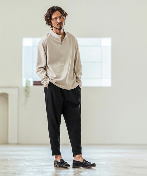 Magine(マージン)の「mp13238- Seersucker Two Tuck Design Tapered Pants ツータックパンツ(その他パンツ・メンズ・チャコール/キナリ/ブラック・44/46/48)」の16枚目の写真