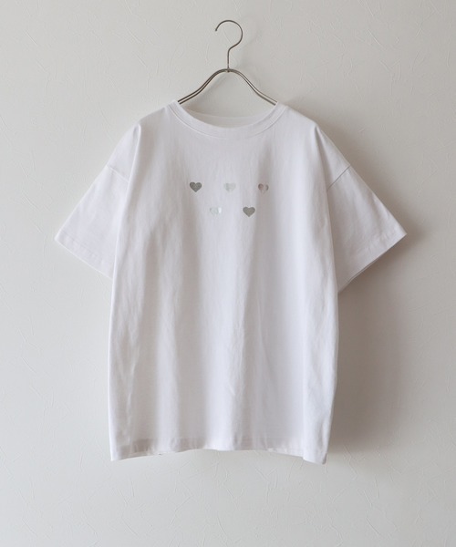 セール】ハート箔プリントTシャツ（Tシャツ/カットソー）｜J by