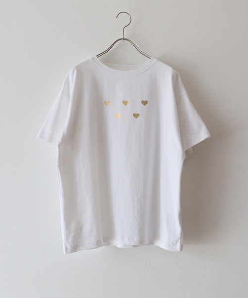 セール】ハート箔プリントTシャツ（Tシャツ/カットソー）｜J by