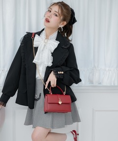 セール】No-Collar 2WAY Ribbon Jacket/ノーカラー2WAYリボン