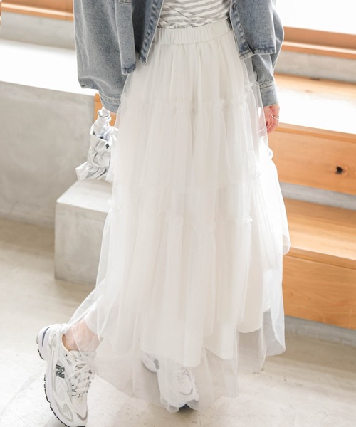 AMELY（エミリー）の「チュールティアードスカート（スカート・レディース・ホワイト/ブラック・フリー）」の7枚目の写真