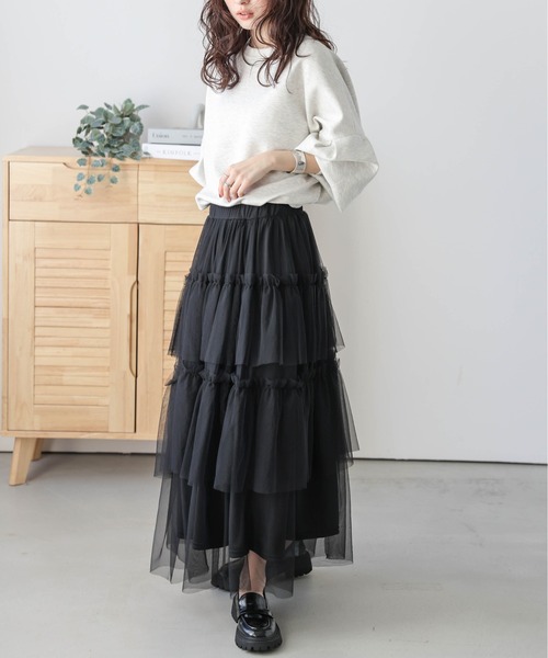 AMELY（エミリー）の「チュールティアードスカート（スカート・レディース・ホワイト/ブラック・フリー）」の19枚目の写真