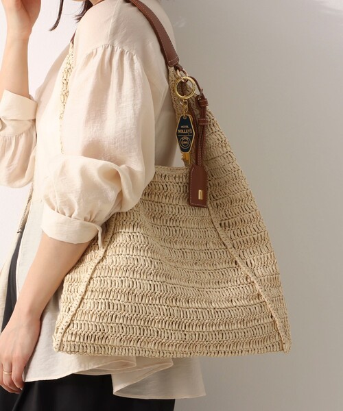 NOLLEY’S(ノーリーズ)の「ペーパークロシェバッグ(ショルダーバッグ・レディース・ベージュ/ブラック・FREE)」の2枚目の写真