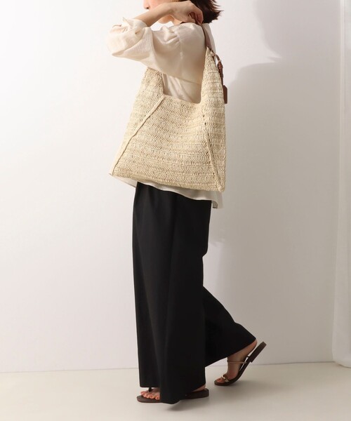 NOLLEY’S(ノーリーズ)の「ペーパークロシェバッグ(ショルダーバッグ・レディース・ベージュ/ブラック・FREE)」の4枚目の写真