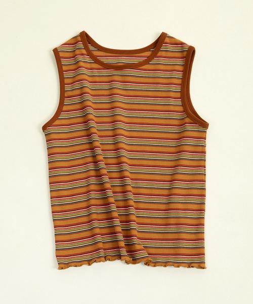 ヘッドポータープラスタンクトップ shesame（シーセム）の「back slit shaggy border tank top