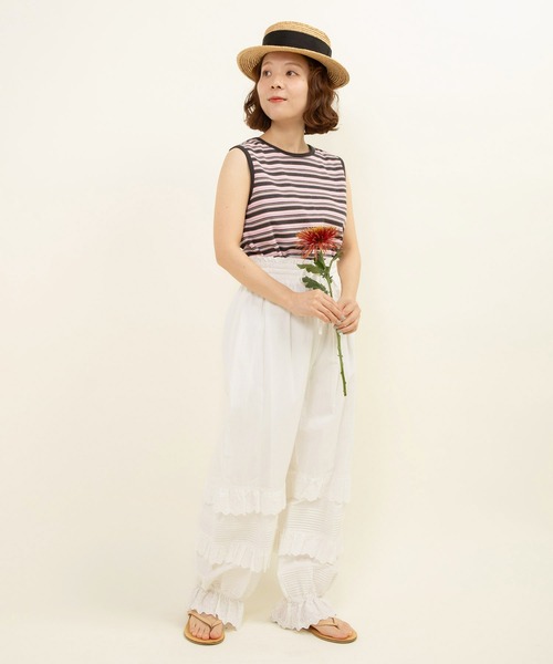 CHILD WOMAN（チャイルドウーマン）の「マルチボーダーテレコ タンクトップ（タンクトップ・レディース・グレー/ブラウン/アイボリー・FREE）」の7枚目の写真