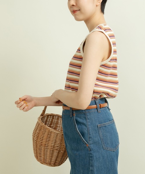 CHILD WOMAN（チャイルドウーマン）の「マルチボーダーテレコ タンクトップ（タンクトップ・レディース・グレー/ブラウン/アイボリー・FREE）」の19枚目の写真