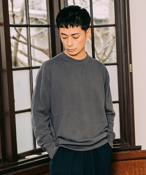 【22AW】MHL. × ループウィラー スウェットXL チャコール LOOPWHEELER FOR MHL. 10TH ANNIVERSARY | MARGARET HOWELL