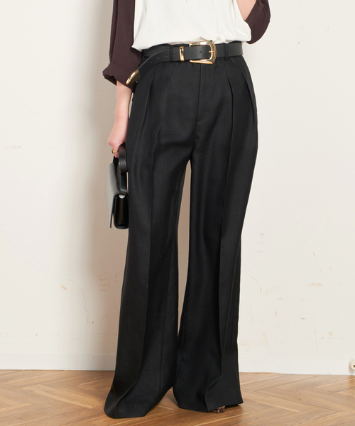 AP STUDIO(エーピーストゥディオ)の「テノールワイドパンツ(スラックス・レディース・ブラック・34/36/38/40)」の1枚目の写真