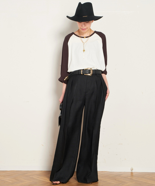AP STUDIO(エーピーストゥディオ)の「テノールワイドパンツ(スラックス・レディース・ブラック・34/36/38/40)」の3枚目の写真