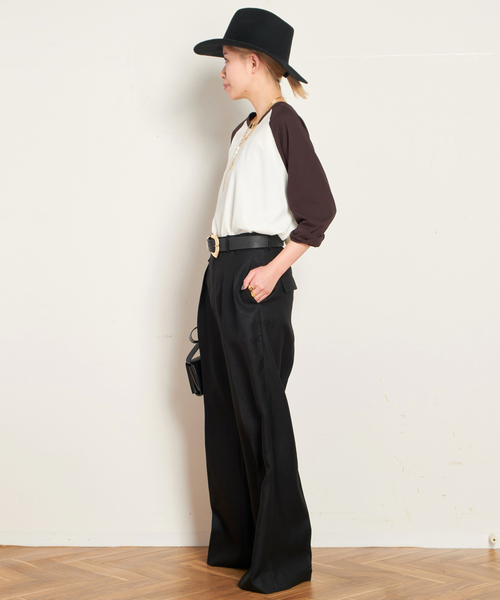 AP STUDIO(エーピーストゥディオ)の「テノールワイドパンツ(スラックス・レディース・ブラック・34/36/38/40)」の4枚目の写真