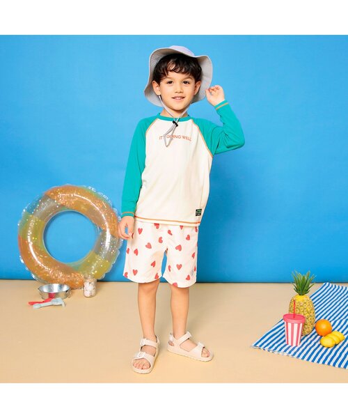 BREEZE（ブリーズ）の「【UVカット/ジュニア対応】長袖ラッシュガード（ラッシュガード・キッズ・エメラルド/ライトグレー/レインボー/ライム・80/90/100/110/120/130/140）」の5枚目の写真