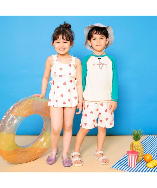 BREEZE（ブリーズ）の「【UVカット/ジュニア対応】長袖ラッシュガード（ラッシュガード・キッズ・エメラルド/ライトグレー/レインボー/ライム・80/90/100/110/120/130/140）」の7枚目の写真