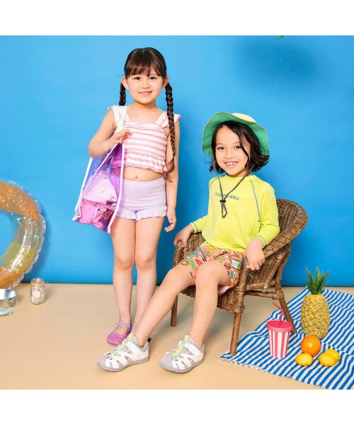 BREEZE（ブリーズ）の「【UVカット/ジュニア対応】長袖ラッシュガード（ラッシュガード・キッズ・エメラルド/ライトグレー/レインボー/ライム・80/90/100/110/120/130/140）」の14枚目の写真