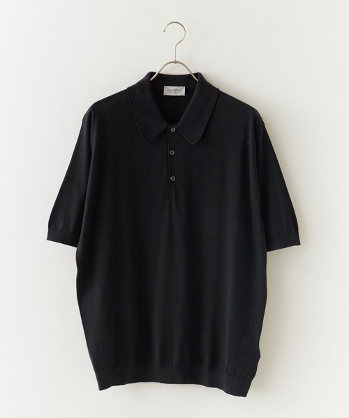 JOHN SMEDLEY ジョンスメドレー ブラック コットン ポロシャツ ジョンスメドレー JOHN SMEDLEY JOHN SMEDLEY ニット ポロシャツ