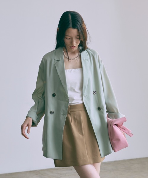 EN NEUME（エンノイム）の「Semi-Sheer Oversized Jacket（テーラードジャケット・レディース・ブラウン/ミント/アイボリー・FREE）」の3枚目の写真