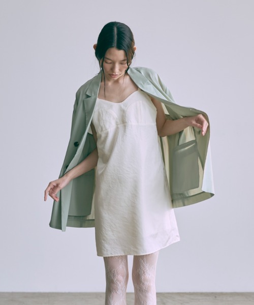 EN NEUME（エンノイム）の「Semi-Sheer Oversized Jacket（テーラードジャケット・レディース・ブラウン/ミント/アイボリー・FREE）」の8枚目の写真