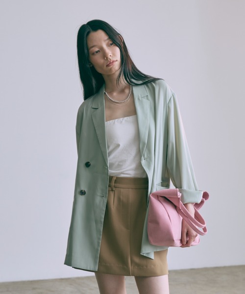 EN NEUME（エンノイム）の「Semi-Sheer Oversized Jacket（テーラードジャケット・レディース・ブラウン/ミント/アイボリー・FREE）」の4枚目の写真