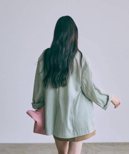 EN NEUME（エンノイム）の「Semi-Sheer Oversized Jacket（テーラードジャケット・レディース・ブラウン/ミント/アイボリー・FREE）」の6枚目の写真
