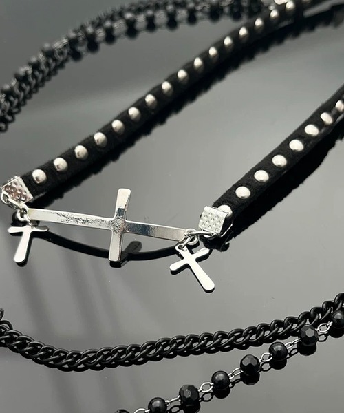 A‘gem 9（エージェムナイン）の「A'GEM/9 × .kom 『NANYING/ナンイング』ハートクロスレイヤードネックレス（ネックレス・レディース・ブラック・FREE）」の7枚目の写真