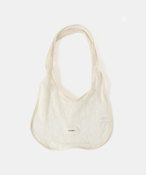 U by SPICK&SPAN（ユーバイスピックアンドスパン）の「GLOWNY/グロウニー FLORAL LACE BAG（トートバッグ・レディース・ブラック/アイボリー・FREE）」の2枚目の写真