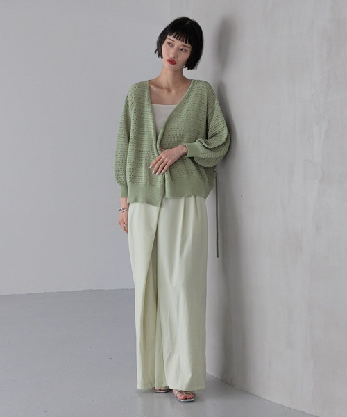 LOWRYS FARM（ローリーズファーム）の「スカシカシュクールカーディガン　324454（カーディガン/ボレロ・レディース・ブラウン/グリーン/アイボリー・FREE）」の4枚目の写真