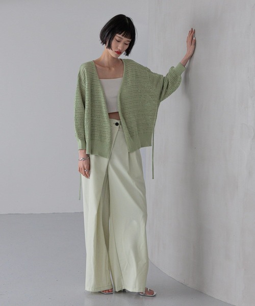 LOWRYS FARM（ローリーズファーム）の「スカシカシュクールカーディガン　324454（カーディガン/ボレロ・レディース・ブラウン/グリーン/アイボリー・FREE）」の5枚目の写真