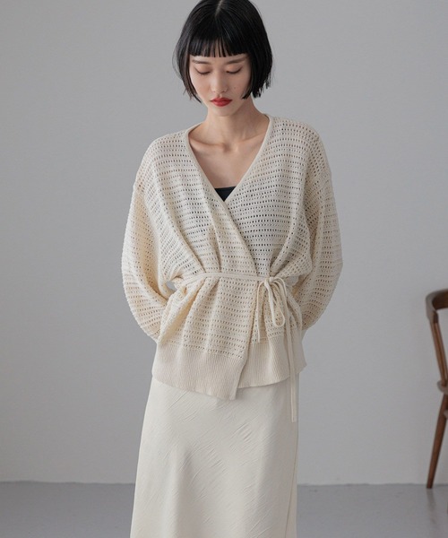 LOWRYS FARM（ローリーズファーム）の「スカシカシュクールカーディガン　324454（カーディガン/ボレロ・レディース・ブラウン/グリーン/アイボリー・FREE）」の12枚目の写真