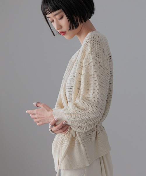 LOWRYS FARM（ローリーズファーム）の「スカシカシュクールカーディガン　324454（カーディガン/ボレロ・レディース・ブラウン/グリーン/アイボリー・FREE）」の14枚目の写真