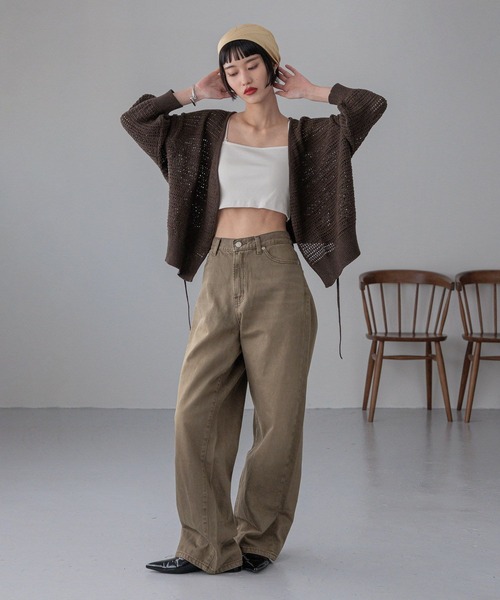 LOWRYS FARM（ローリーズファーム）の「スカシカシュクールカーディガン　324454（カーディガン/ボレロ・レディース・ブラウン/グリーン/アイボリー・FREE）」の16枚目の写真