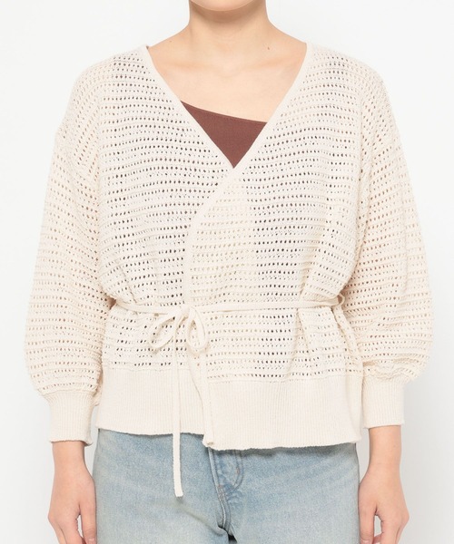 LOWRYS FARM（ローリーズファーム）の「スカシカシュクールカーディガン　324454（カーディガン/ボレロ・レディース・ブラウン/グリーン/アイボリー・FREE）」の19枚目の写真