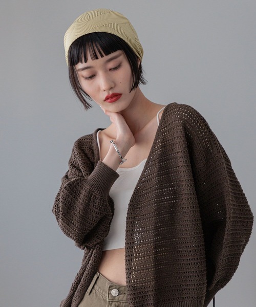 LOWRYS FARM（ローリーズファーム）の「スカシカシュクールカーディガン　324454（カーディガン/ボレロ・レディース・ブラウン/グリーン/アイボリー・FREE）」の17枚目の写真