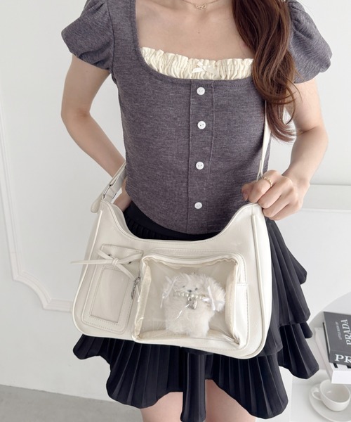 Loueme(ルエム)の「クリアポケットリボンホーボーバッグ/痛バッグ(トートバッグ・レディース・シルバー/ブラック/ホワイト/ブラウン・FREE)」の11枚目の写真