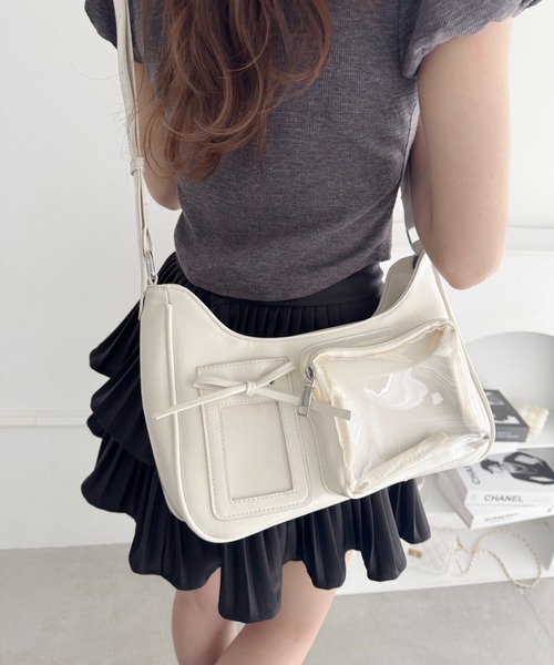 Loueme(ルエム)の「クリアポケットリボンホーボーバッグ/痛バッグ(トートバッグ・レディース・シルバー/ブラック/ホワイト/ブラウン・FREE)」の13枚目の写真