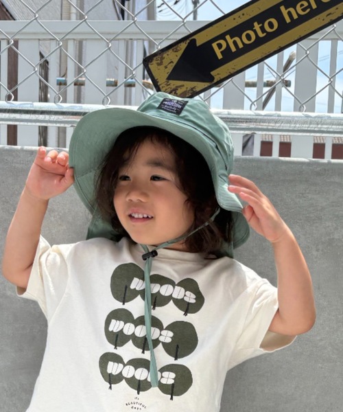 Kids Foret（キッズフォーレ）の「無地ナイロン撥水ハット・帽子（ハット・キッズ・ブラック/カーキ/ピンク/ラベンダー・50/52/54/56）」の2枚目の写真