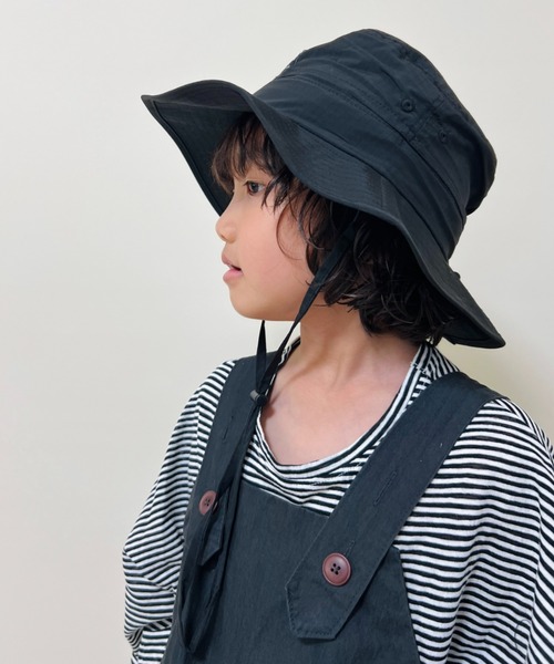 Kids Foret（キッズフォーレ）の「無地ナイロン撥水ハット・帽子（ハット・キッズ・ブラック/カーキ/ピンク/ラベンダー・50/52/54/56）」の15枚目の写真