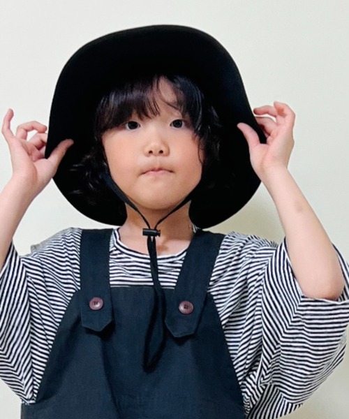 Kids Foret（キッズフォーレ）の「無地ナイロン撥水ハット・帽子（ハット・キッズ・ブラック/カーキ/ピンク/ラベンダー・50/52/54/56）」の18枚目の写真