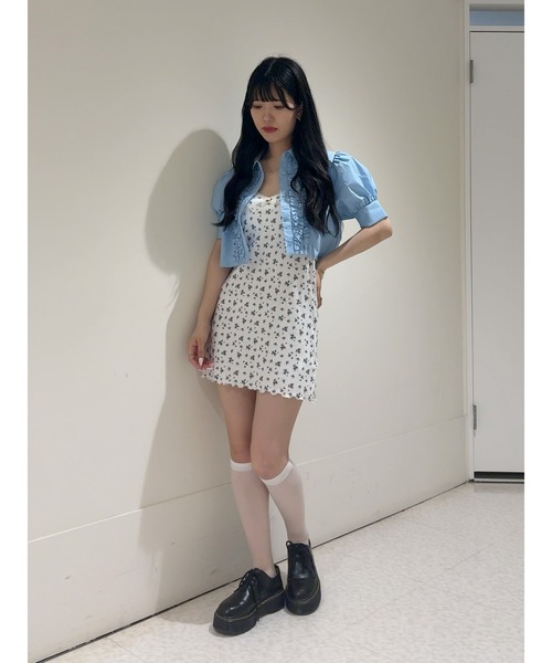 jouetie（ジュエティ）の「レースフラワーカットキャミワンピース【セット対応】夏服（ワンピース・レディース・ブラック/オフホワイト/ピンク・MEDIUM）」の6枚目の写真