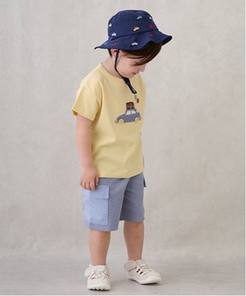 petit main（プティマイン）の「ポケットつきカットハーフパンツ（スウェットパンツ・キッズ・ブルー/ブラック/キナリ・80ｃｍ/90cm/110cm/130cm/100cm/120cm）」の4枚目の写真