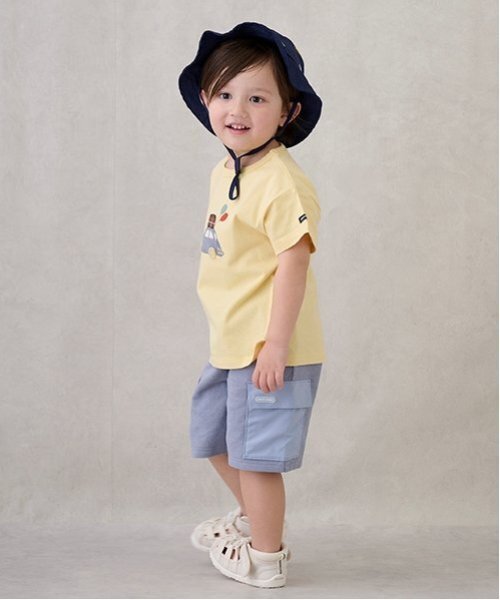 petit main（プティマイン）の「ポケットつきカットハーフパンツ（スウェットパンツ・キッズ・ブルー/ブラック/キナリ・80ｃｍ/90cm/110cm/130cm/100cm/120cm）」の5枚目の写真